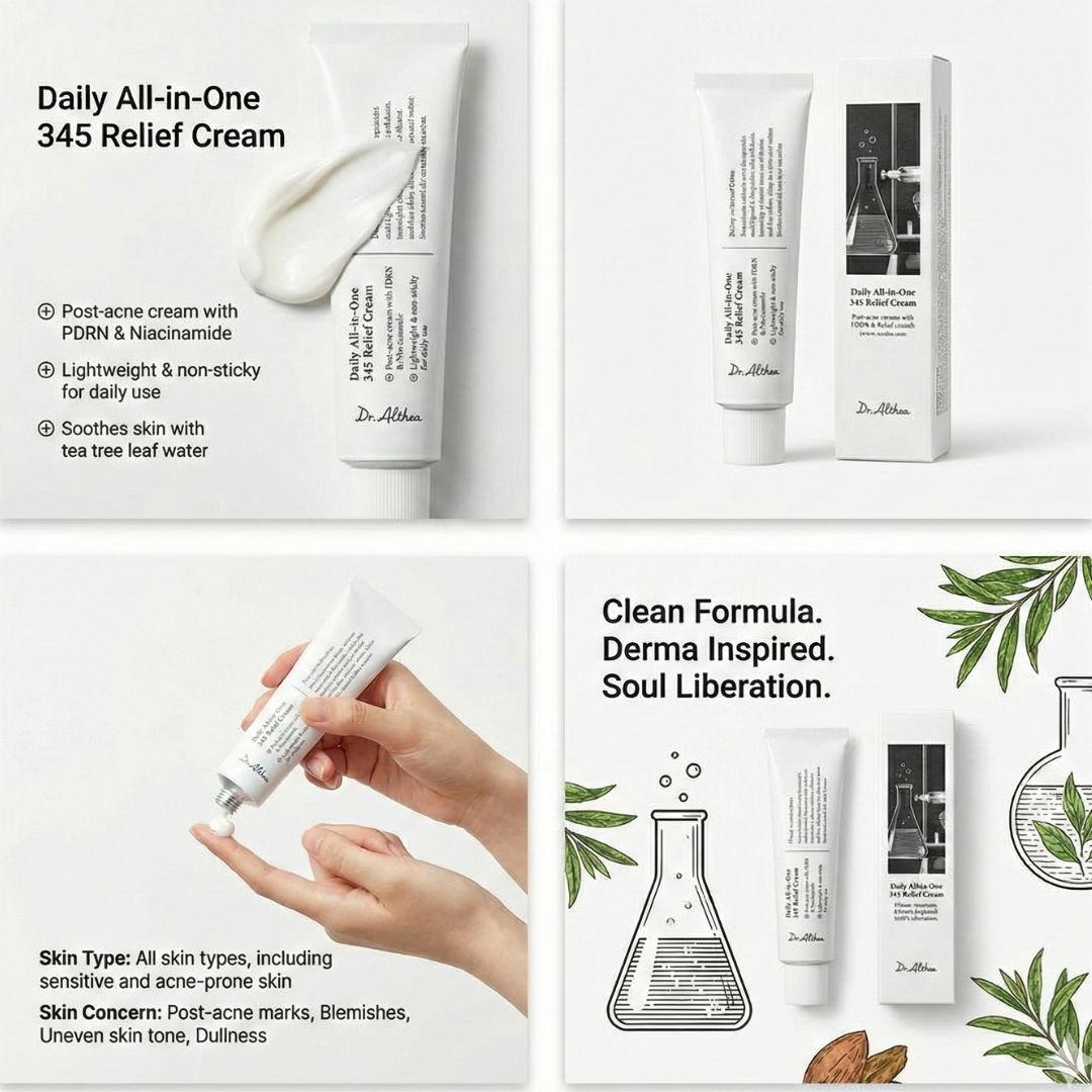 Dr. Althea 345 Relief Cream 50 ML - Soothing Barrier Repair Gel - Cream For Acne - Prone & Sensitive Skin